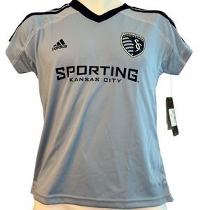 Adidas Boys Large 14 Sporting Kansas City Jersey, Light Blue Soccer Shirt NWT